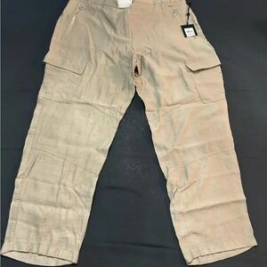 DKNY Women's Tan Cargo Pants Zippered Pockets Straight Leg Error on Tag Sz‎ 14